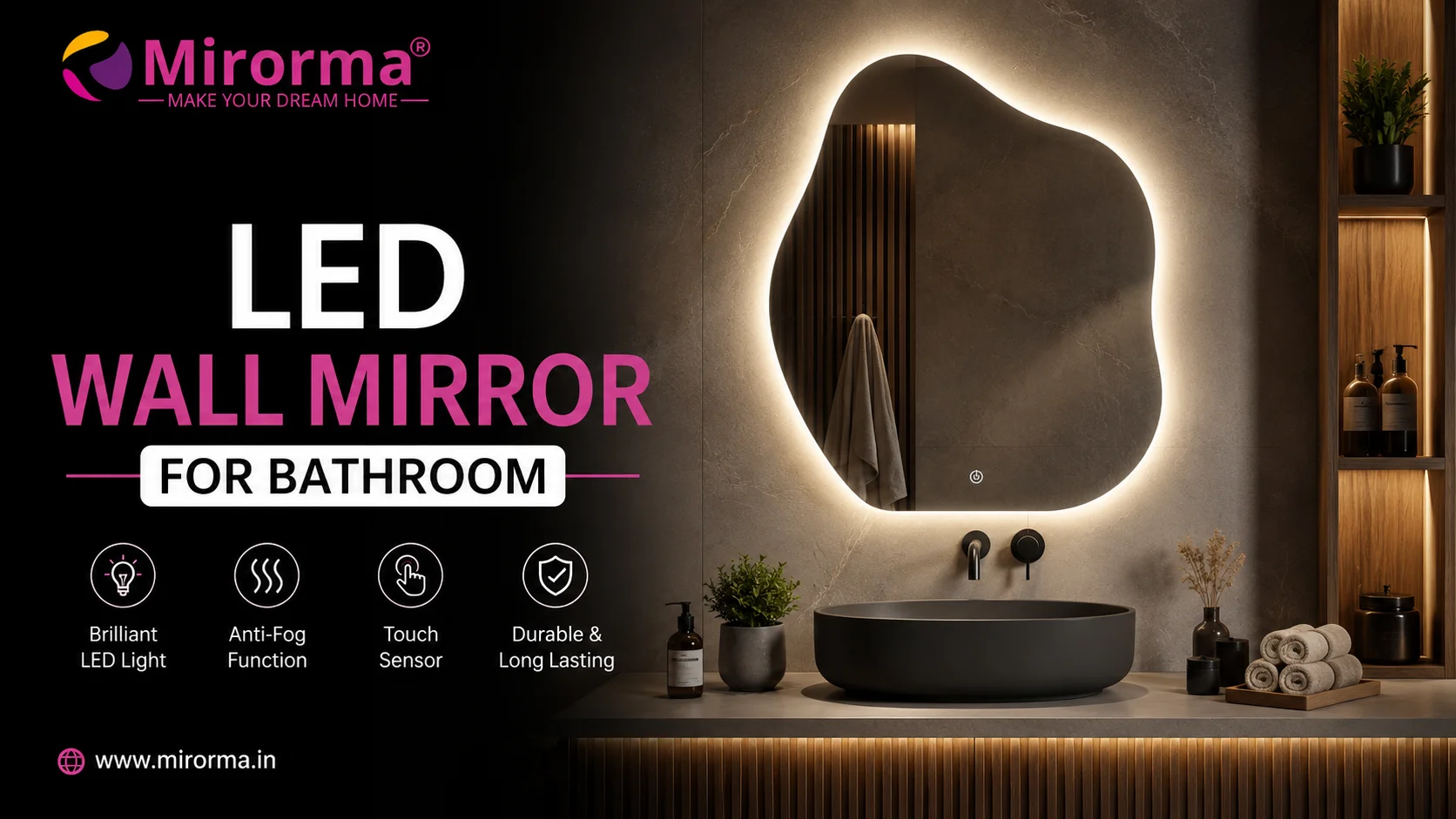 Bathroom Mirror with Lights for Stylish Modern Bathrooms